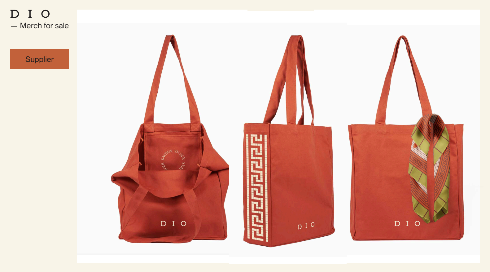 DIO branded tote bags