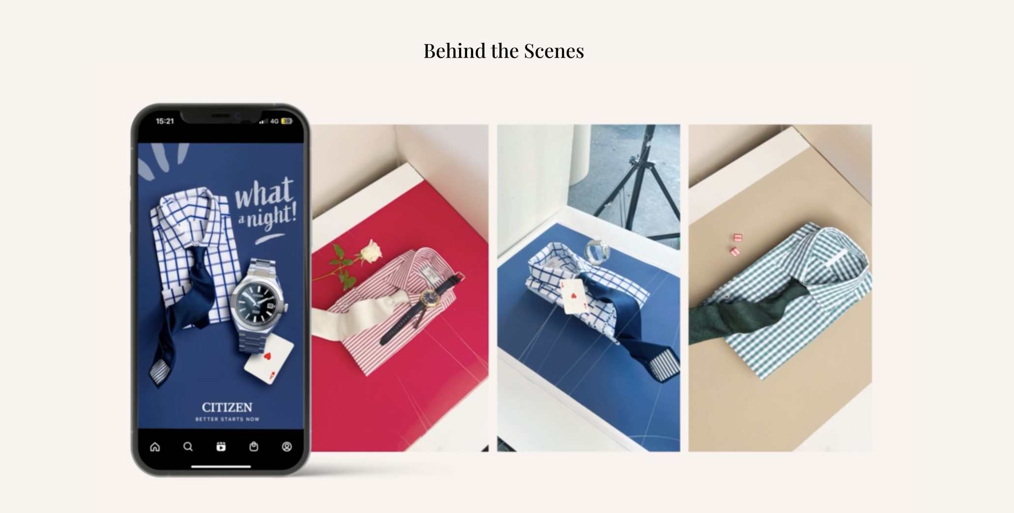 Citizen Watches campaign — behind the scenes styling and set
