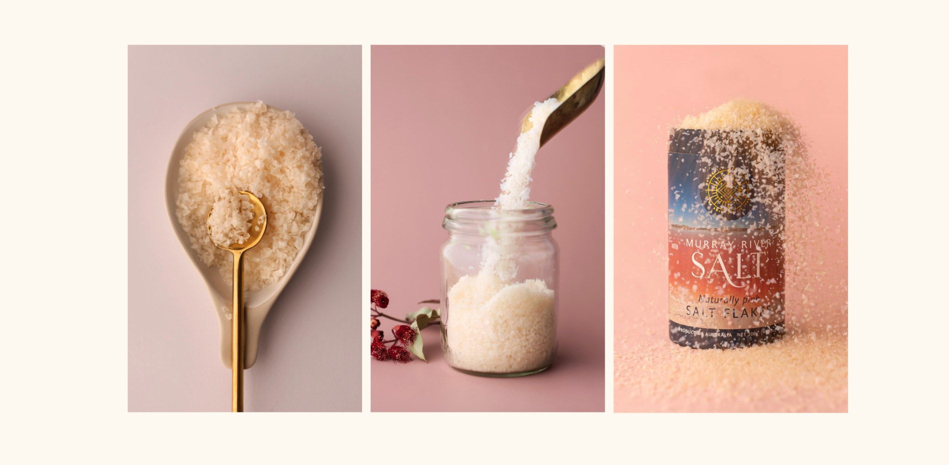 Murray River Salt flakes product photography
