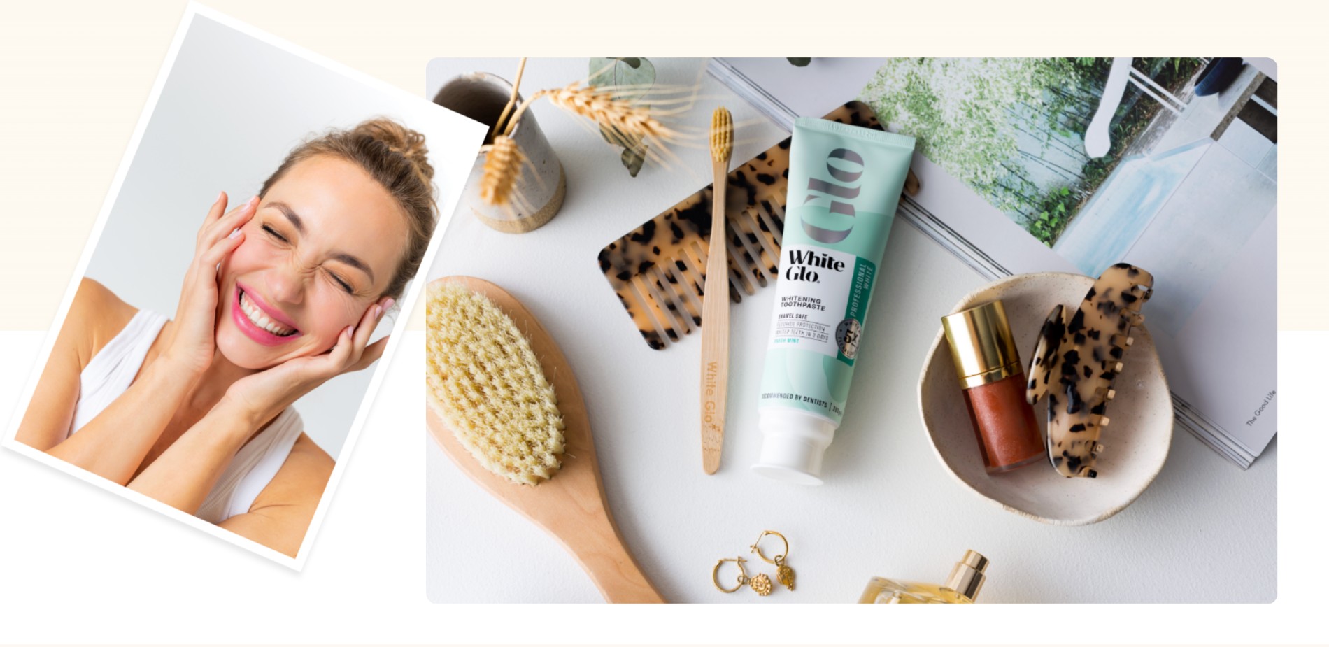 White Glo flatlay photography